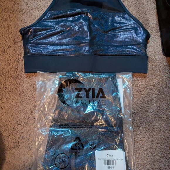 Zyia active blue twilight luxe hi rise 7/8 (4)and all star bra (m) set - Picture 1 of 4